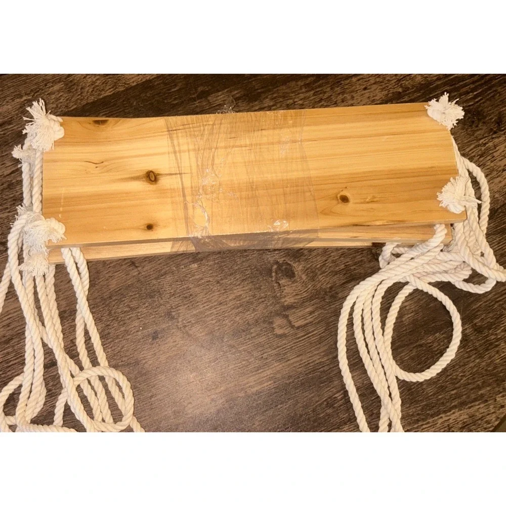 4 Wooden Hanging Rope Shelves Wall Swing Shelf Plant Flower Storage Home Decor